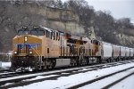 Grain train rolls west through Division